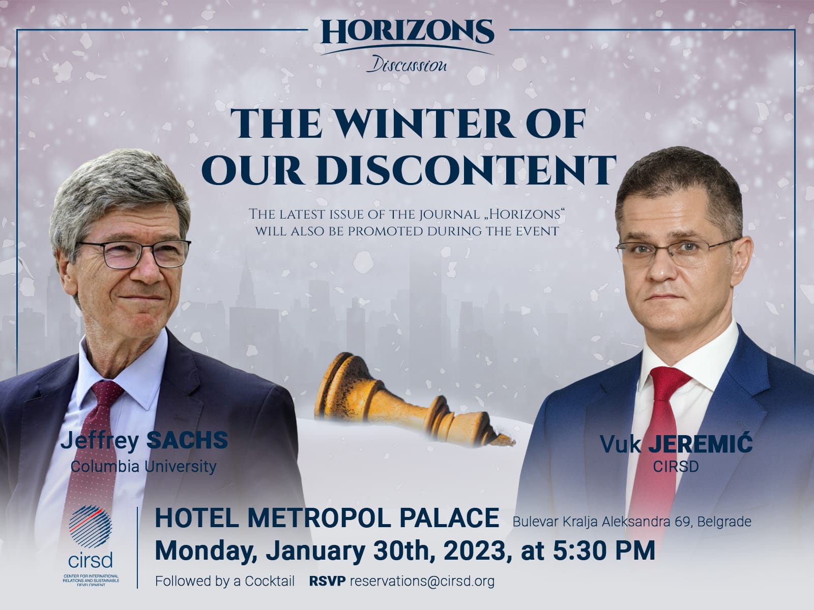 Upcoming event: Discussion "The Winter of Our Discontent" with Prof. Dr. Jeffrey D. Sachs